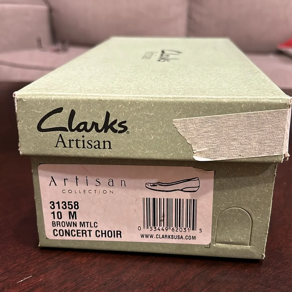 Clarks Artisan slip on shoes, Metallic Brown, size 10